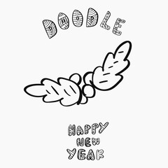 Hand drawn guelder rose in doodle style for celebrating Christmas and New Year. Hand drawn isolated vector icon.