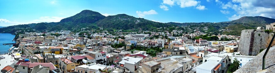 Fototapeta na wymiar Italy,Calabria-panoramic view from the fortress at the city Lipari
