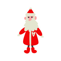 Cute hand drawn Santa Claus, vector illustration in light grey and red colors. Greeting card, invitation, banner in simple trendy flat style. Isolated element on white background