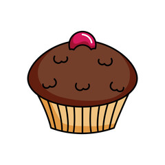 chocolate sweet cupcake icon, colorful design