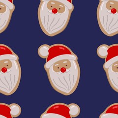 Santa Claus pattern on a blue background