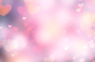 Valentine's day background,blurred pink purple hearts bokeh.Romantic backdrop.Abstract  texture.
