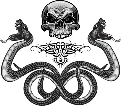 Viper snake. Colorful Tattoo design