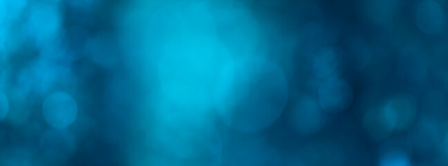 blue abstract background banner with lights and bokeh effect