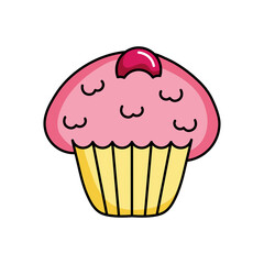 icon of pink cupcake, colorful design