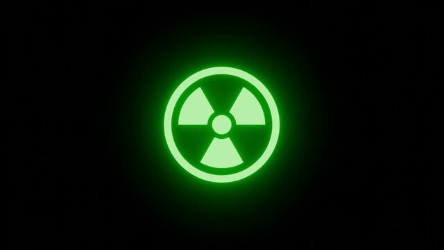 Green breathing glow radiation icon sign isolated on black vfx video element