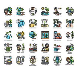 Set of Ecology thin line and pixel perfect icons for any web and app project.