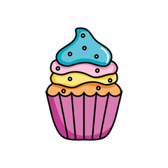 colorful cupcake icon, flat style