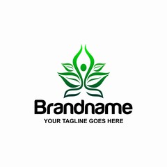 Leaf Yoga Body Logo Design