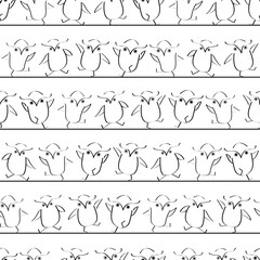 Vector Owls Line Art on White Background Seamless Repeat Pattern. Background for textiles, cards, manufacturing, wallpapers, print, gift wrap and scrapbooking.