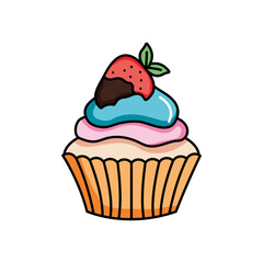 cupcake with strawberry, colorful design