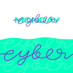 Cyber monday lettering. Sale advertising banner. Vector illustration.
