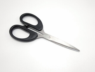 Stainless steel scissors with black handle