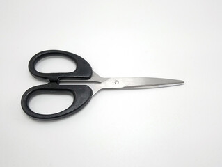 Stainless steel scissors with black handle