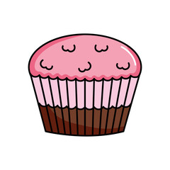 chocolate and strawberry cupcake icon, colorful design