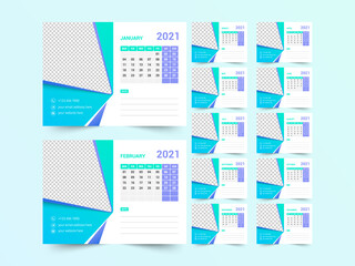 Desk Calendar 2021 template design vector