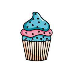 icon of sweet cupcake with chips, colorful design