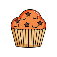 orange cupcake with stars chips, colorful design