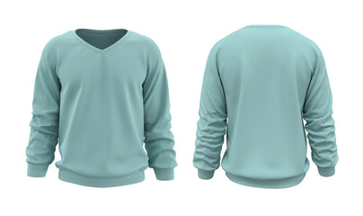 Blank sweatshirt mock up template in front, and back views, isolated on gray, 3d rendering, 3d illustration