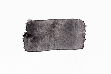 Black color watercolor handdrawing as square line brush on white paper background