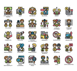 Obraz premium Set of Business Corruption thin line and pixel perfect icons for any web and app project.