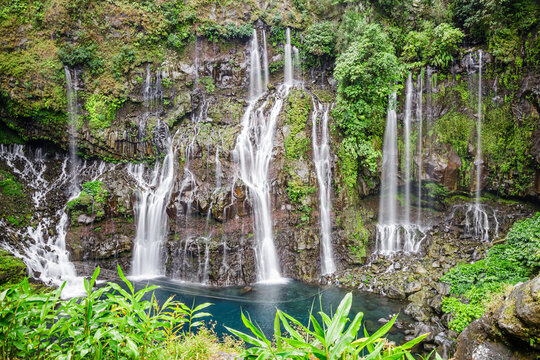 Grand Galet Falls of the Langevin river on Reunion Island