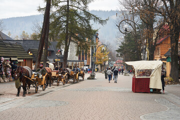 promenade in the city of Zakopane - obrazy, fototapety, plakaty