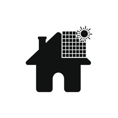 Solar panels house icon concept isolated on white background. Vector illustration