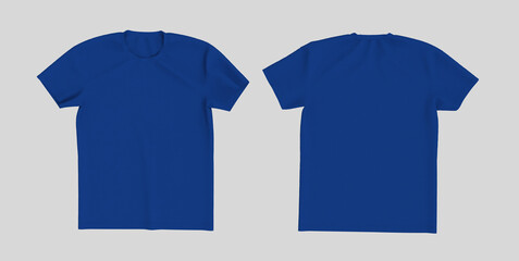 men's short sleeve t-shirt mockup in front, and back views, design presentation for print, 3d illustration, 3d rendering