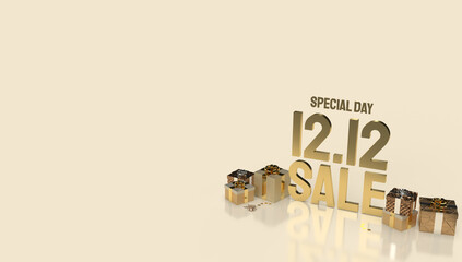 12.12 gold text for shopping or business content 3d rendering