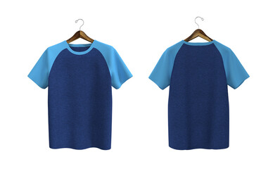 Short sleeve raglan t-shirt mockup, 3d illustration, 3d rendering