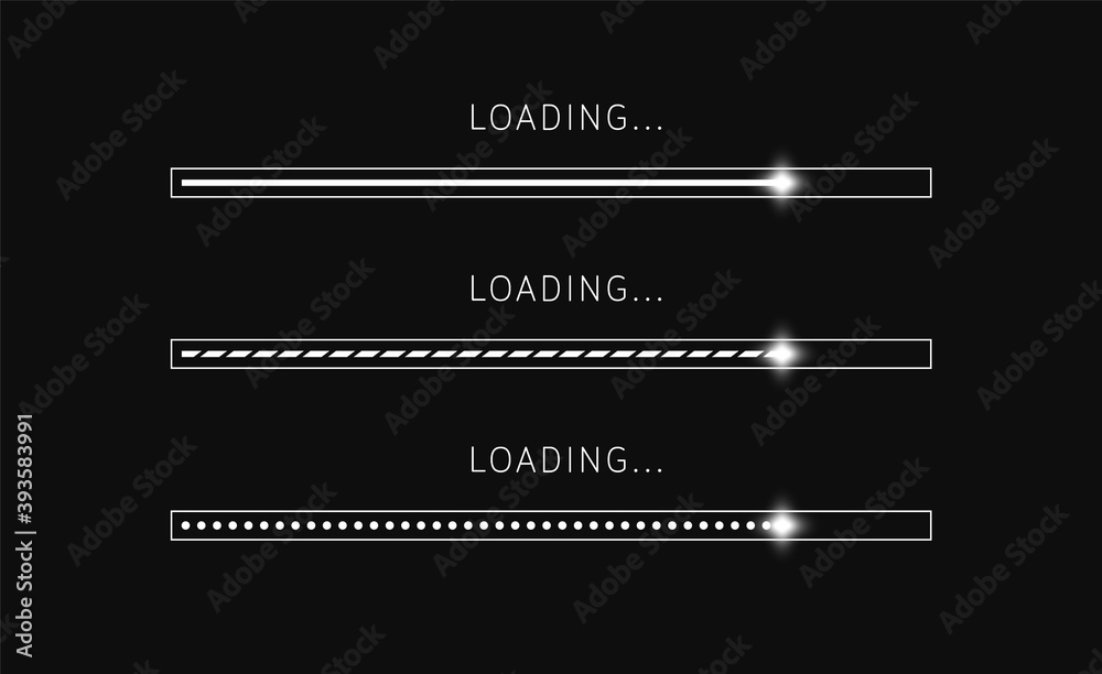 Poster Loading progress bar. Vector futuristic UI elements. Line and glow. Set of load progress bar.