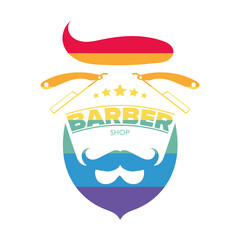 Logo for the barbershop with LGBT color. Isolated. Vector.