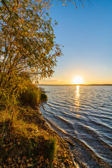 Romantic sunset at a lake