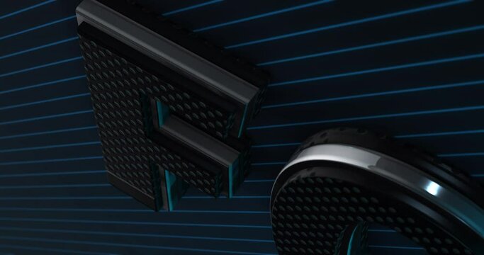 Follow. Modern 3D Promotion Intro. Metal Text Logo. Blue glow. Black Background