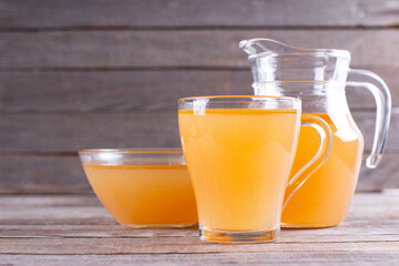 Bone broth soup made from beef in a mug, natural source of collagen