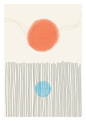 Abstract Hand Painted Illustration in Minimal Style for Postcard, Social Media Banner, Brochure Cover Design or Wall Decoration Background. Vector Illustration