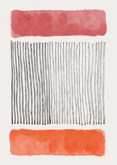 Abstract Hand Painted Illustration in Minimal Style for Postcard, Social Media Banner, Brochure Cover Design or Wall Decoration Background. Vector Illustration