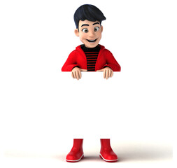 Fun 3D cartoon teenage boy with a phone