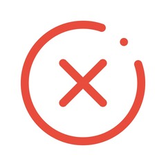 Red Cross mark vector icon. wrong symbol. declined sign.