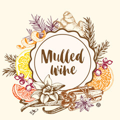 Vintage background with spices for mulled wine