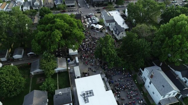 Blues Music Festival Crowd of People New Albany Indiana Drone View