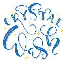 Cristal wash blue calligraphy isolated on white background. Vector illustration with hand drawn lettering