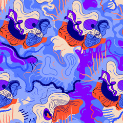 Obraz premium Creative abstract backdrop with unique hand drawn pattern. Psychedelic artwork