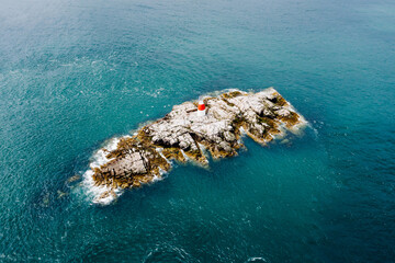Aerial view of The Muglins Lighthouse in County Dublin, Ireland