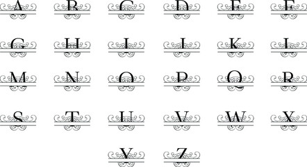 Flourish Split Monogram Bundle Vector illustration