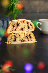 festive sweet pastry biscuit soft fluffy pastries sweet dessert christmas home baked cake treat serving holidays party new year gift tasty serving size portion top view copy space food background rust