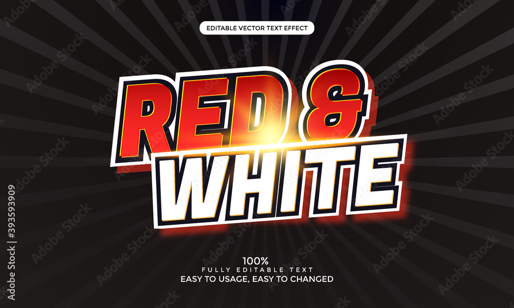 Poster red and white text effect. editable font style vector for any web or print design.
