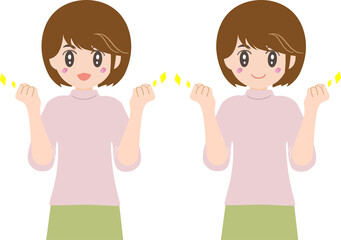 応援をするショートカットの可愛い女性