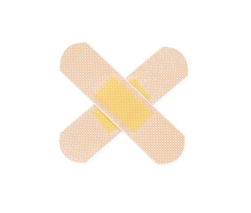 First aid plaster used to stick to the skin when there is a wound.when there is an emergency wound on white isolated background.